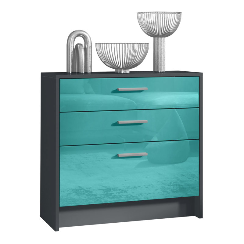 Mccallister 76 cm W Chest of 3 Drawers, Black/Petrol