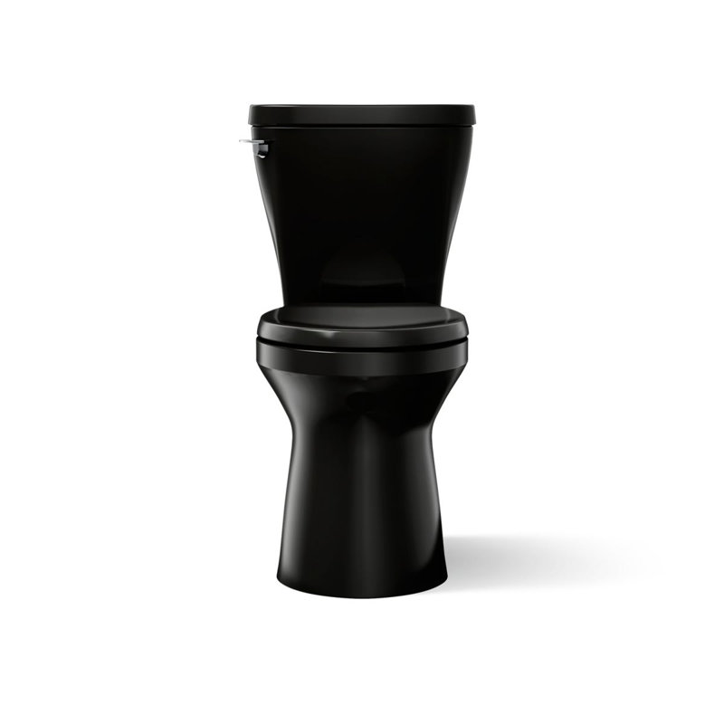 Betello 1.28 GPF (Water Efficient) Elongated Two-Piece Toilet (Seat Not Included), Black , Left-Hand