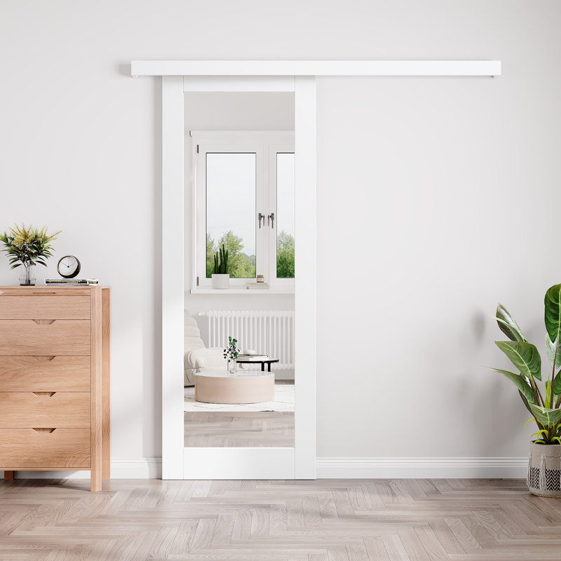 Porte de grange coulissante en verre 1-Lite 80 po, 28 po x 80 po, Standard