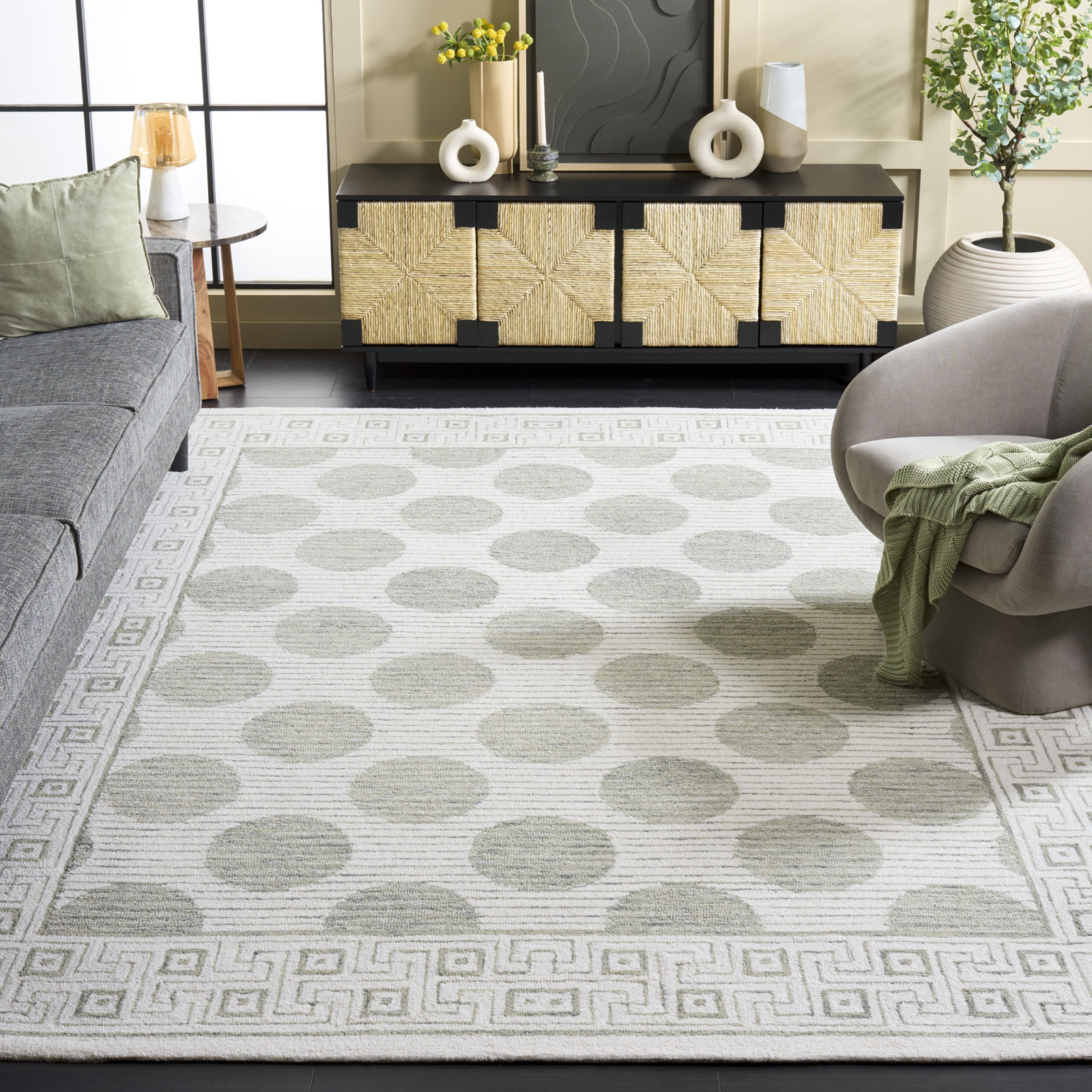 Hand-Tufted Geometric Wool Rug, Rectangle 8' x 10'