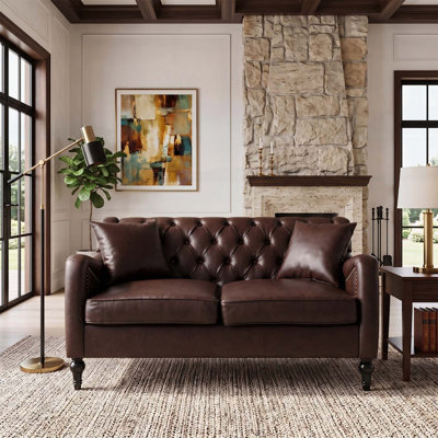 Loveseat Sofa, Tufted 2-Seater Couch with Wood Frame & Birch Legs, Upholstered for Living Room