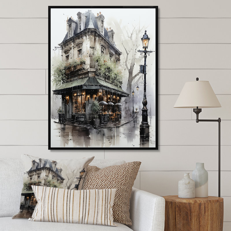 Paris Montmartre Mist - art mural Paris, H 20 po x l 12 po x P 1 po, Cadre flottant noir