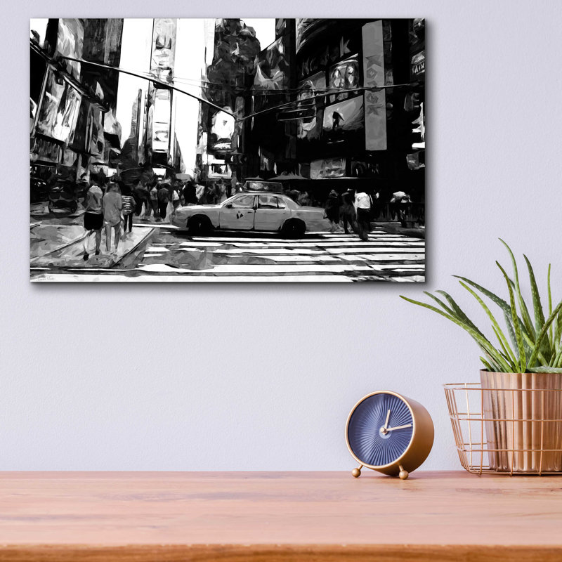 «Times Square Black and White» par Linda Woods, H 12 po x l 16 po x P 0,13 po