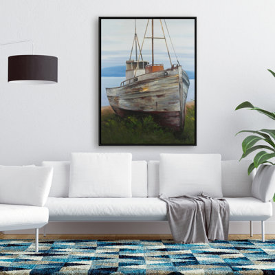 Old Abandoned Boat Print On Canvas
