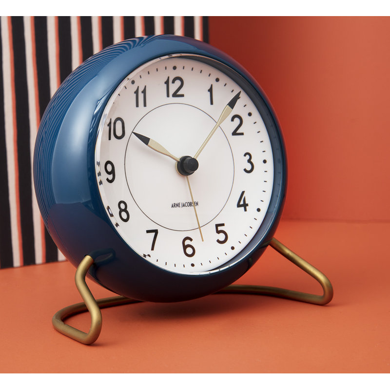 Station Electric Clock, White/Teal/Gold