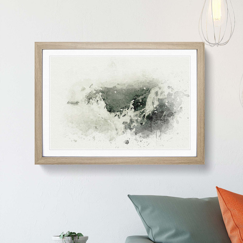 The Jurassic Coast in England in Abstract - Picture Frame Painting Print, 62cm H x 87cm W x 2cm D, Oak Framed