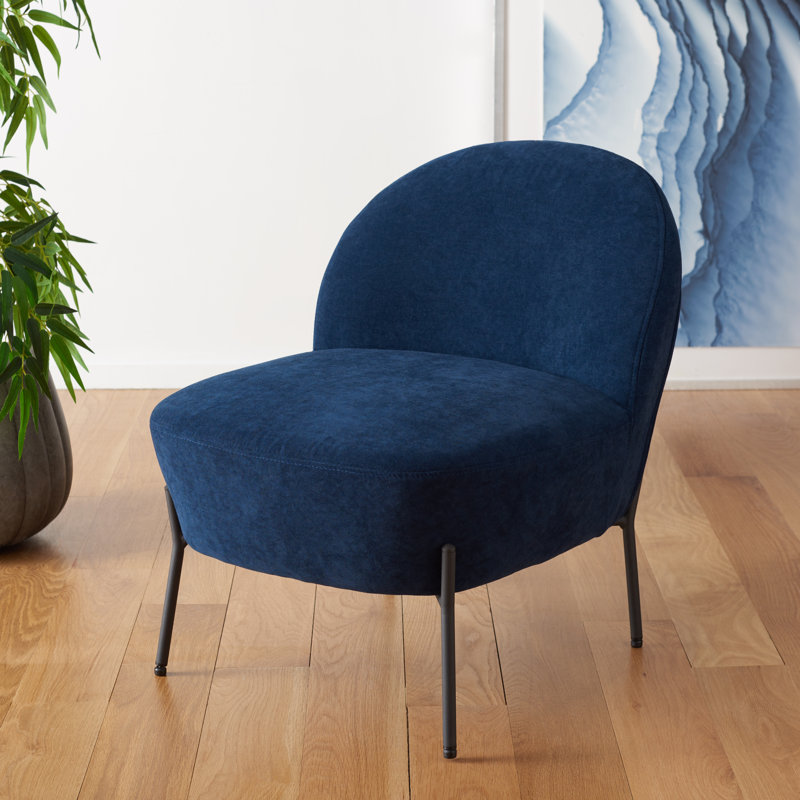 Wahaj Velvet Slipper Chair, Navy Velvet