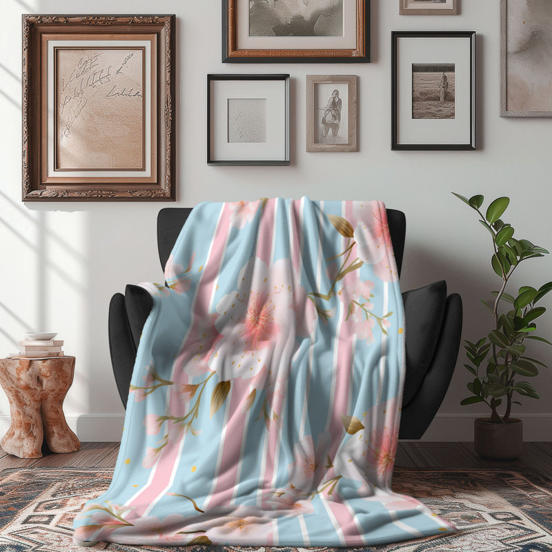 Floral rose - couverture 1 pièce, L 60 po x L 80 po