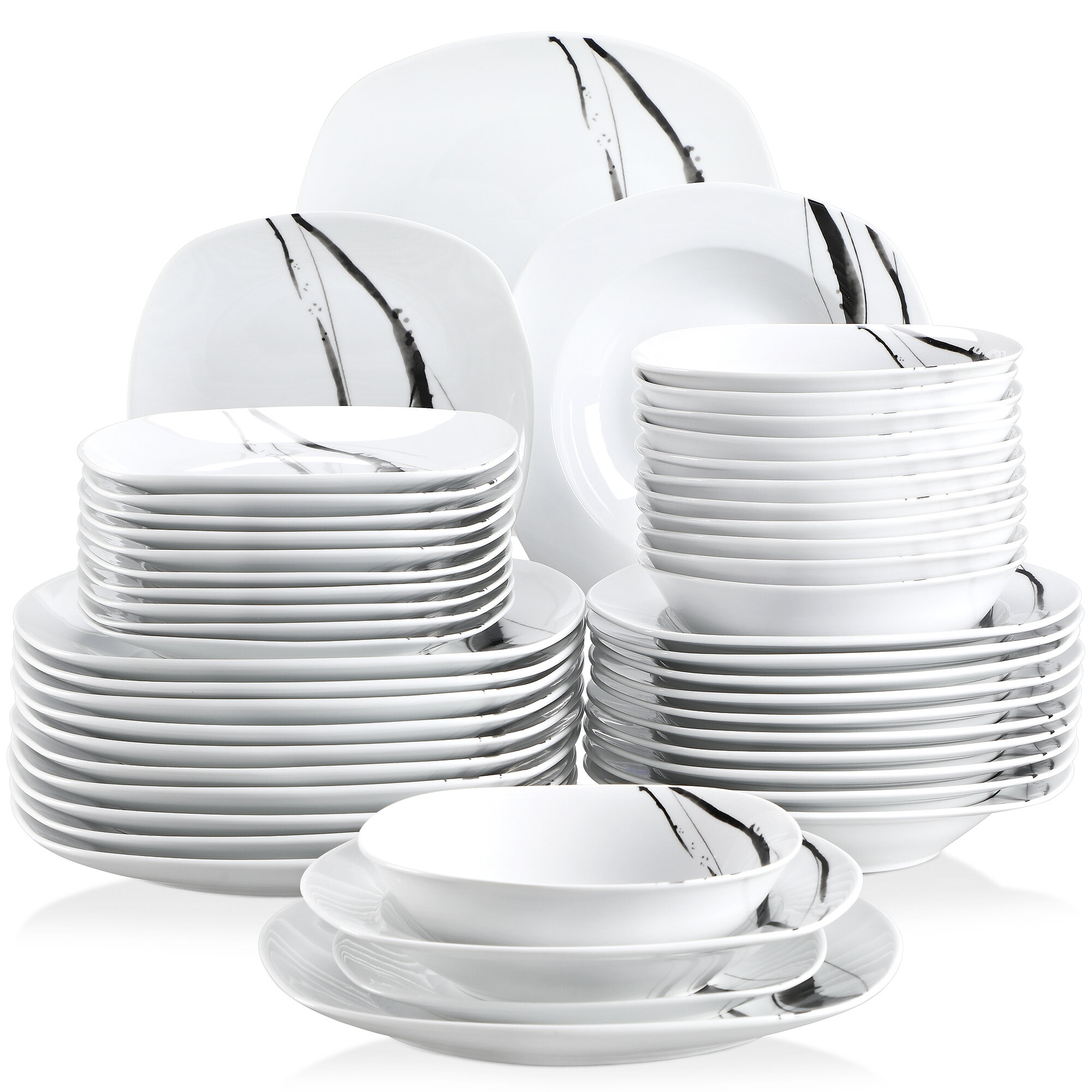 MALACASA Fiona Porcelain China Dinnerware Set - Service for 12