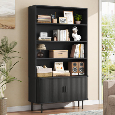 71" Tall Bookshelf With Storage Cabinet