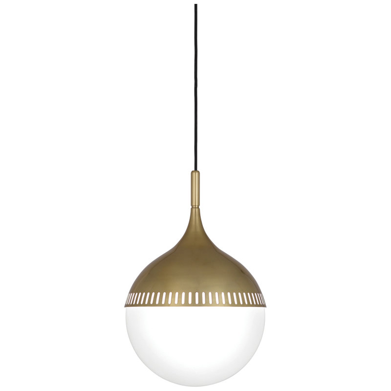 Antique Brass Mini Globe Pendant with Fluorescent Glass Shade