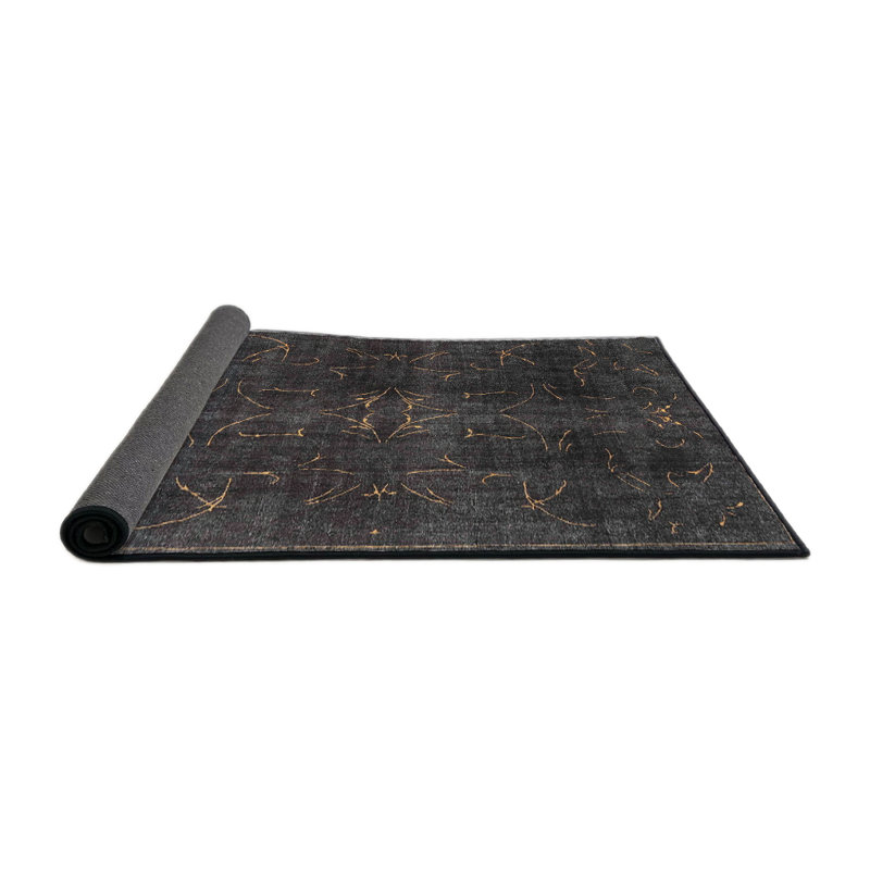 Tapis gris/beige traditionnel, Rond 4 pi