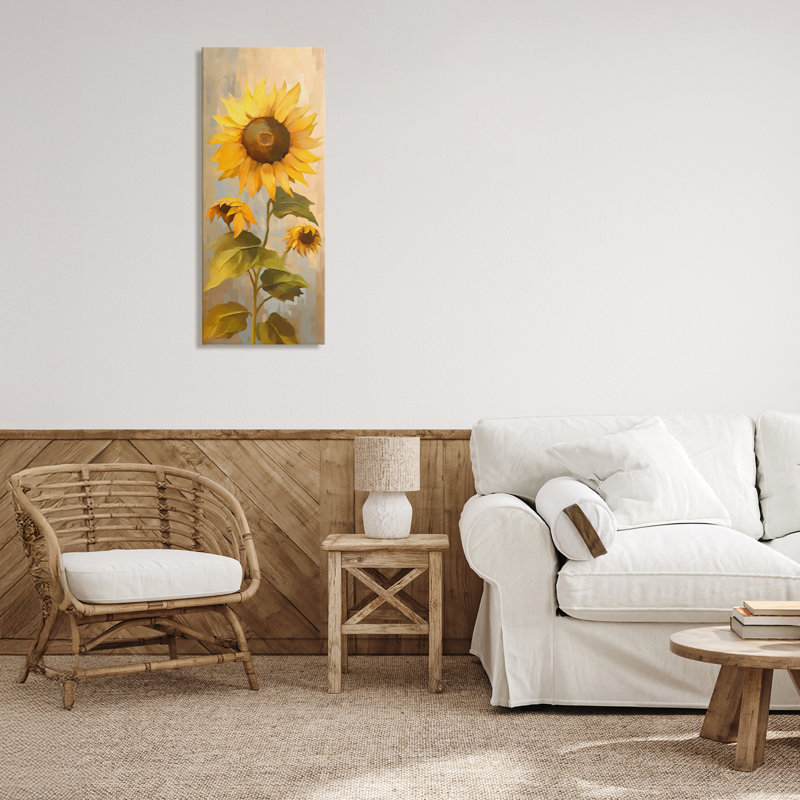 Toile vibrante de tournesol d'automne, design par Creative Studio, H 30 po x l 13 po