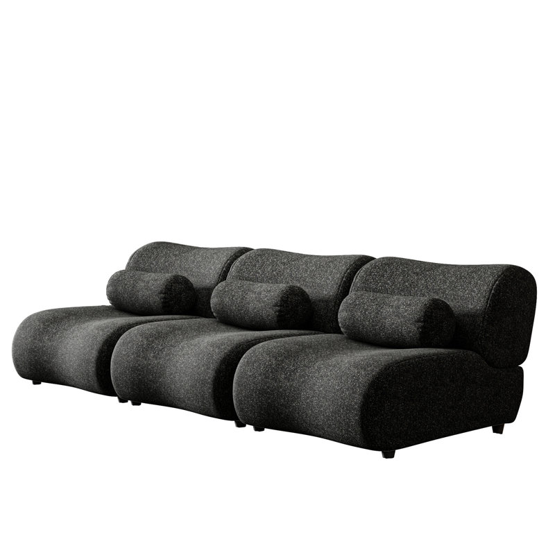 3 coussins en chenille noirs pour le salon et le canapé modulaire élégant