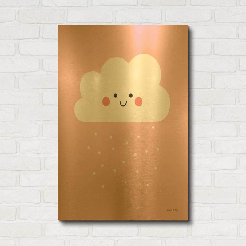 «Happy Cloud I» par Ann Kelle, art mural en métal doré, 24 po x 36 po, 24 po x 36 po