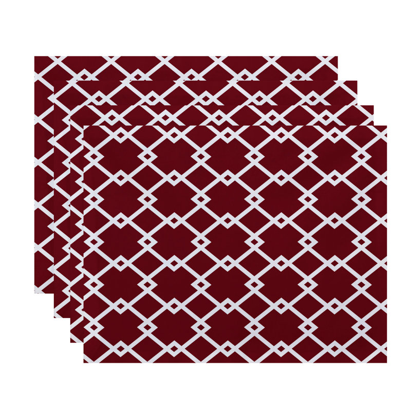 Link Lock Polyester Geometric Rectangle Placemat, Red