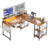 Orndorff L Shaped Gaming Desk or 2 Person Long Table with Shelves Monitor Stand and Keyboard Tray-859431133