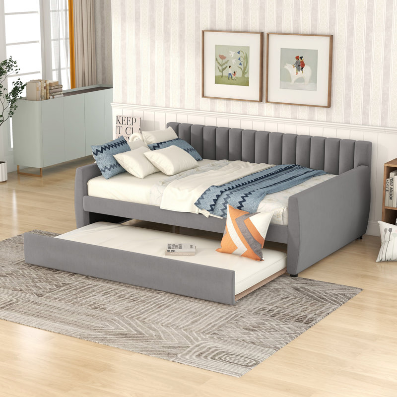 Lit de jour double en velours avec gigogne RIDGEPOLE