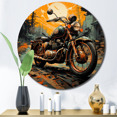 Horloge murale orange orange et noire pour motocyclette Road Rhythms III
