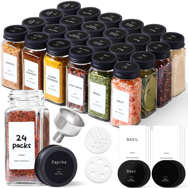 24 Pcs Glass Spice Jars 4oz
