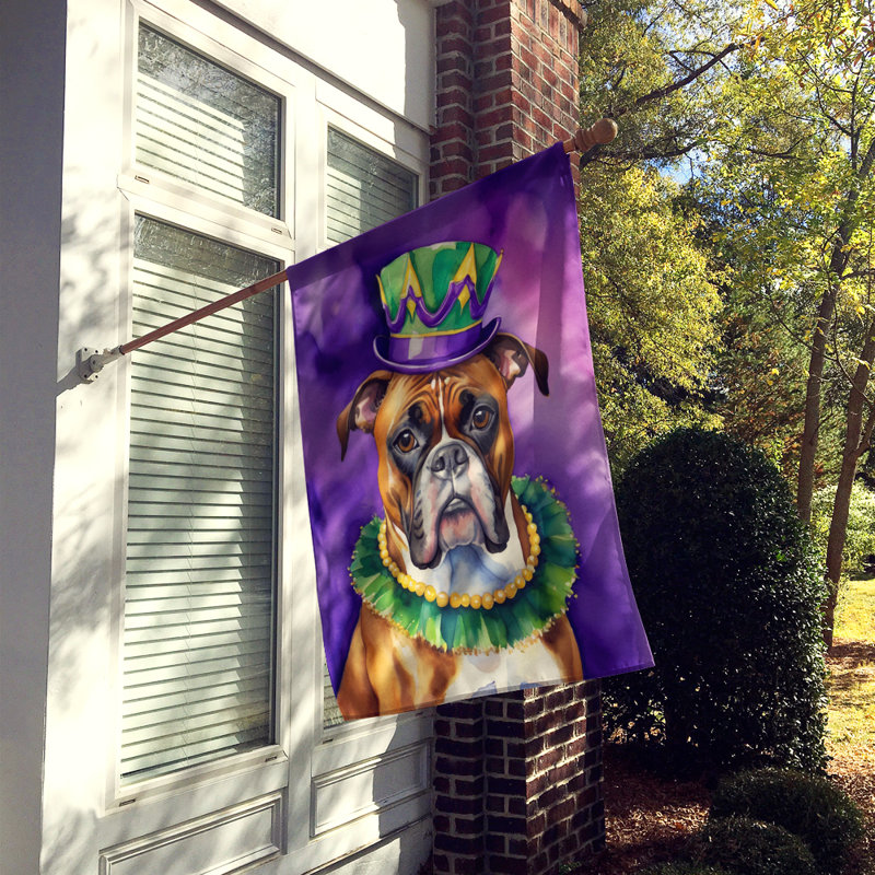 Double Sided 40'' H x 28'' W Polyester Mardi Gras House Flag