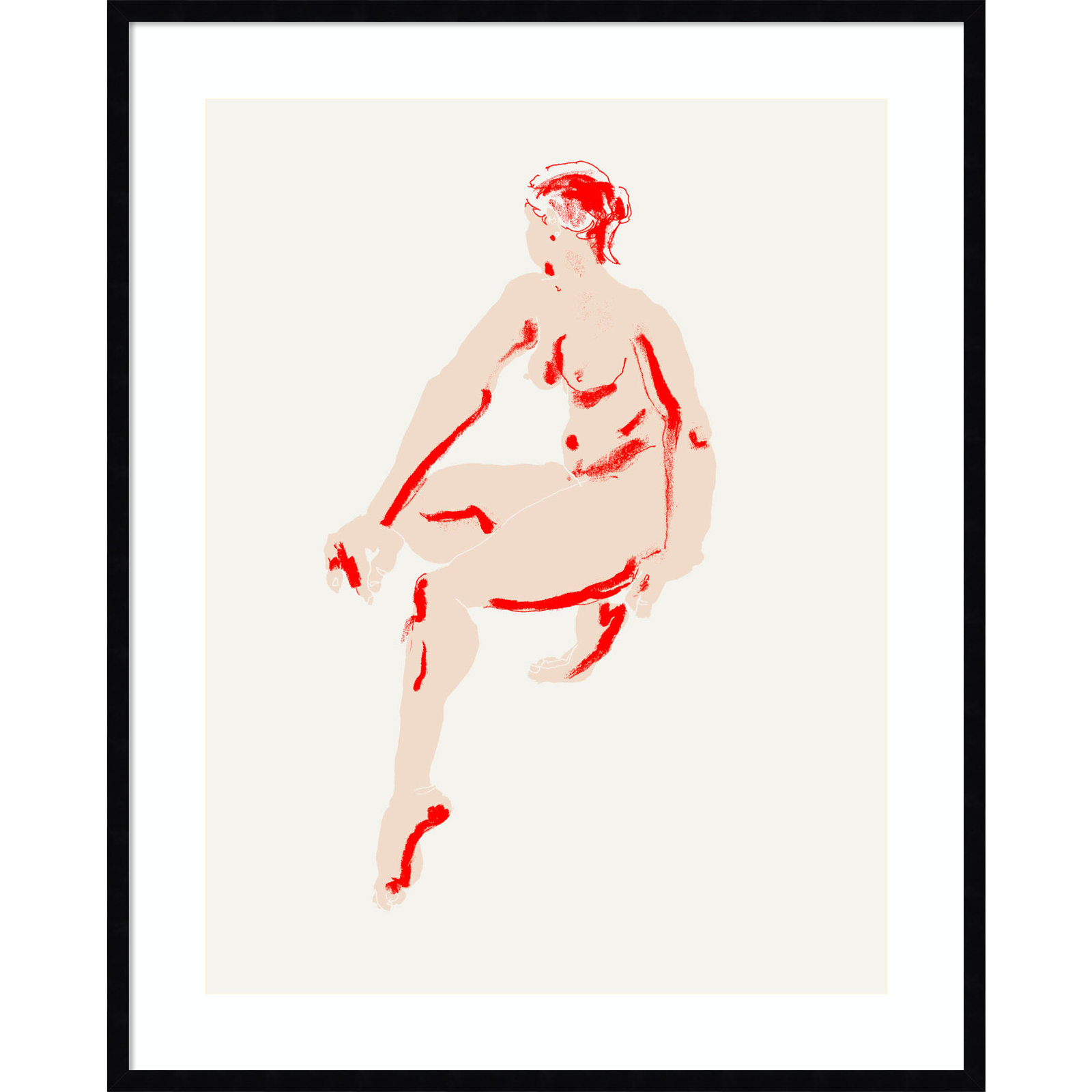 Henn "Naked Woman" Print, Black, 41" H x 33" W