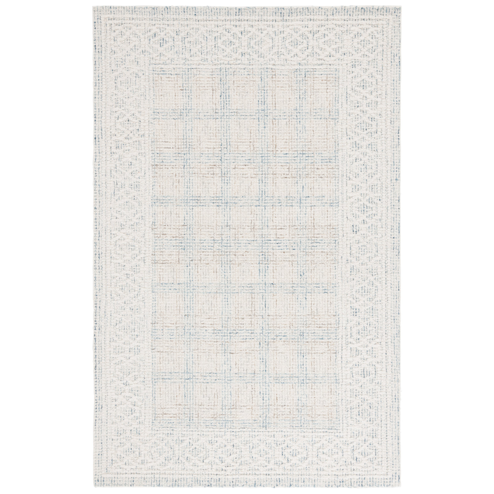 Ebony 276 Hand Tufted Indian Wool Pile Geometric Rug, Rectangle 5' x 8'