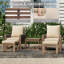Ensemble de conversation d'extérieur en bois massif 5 pièces avec coussin moelleux, repose-pieds et table d'appoint pour terrasse, jardin, balcon, bord de piscine-1066955089