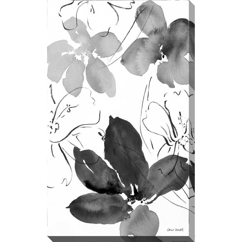 «Into Summer Black and White II», reproduction de peinture à l'aquarelle, H 40 po x l 24 po x P 1,5 po, Toile tendue