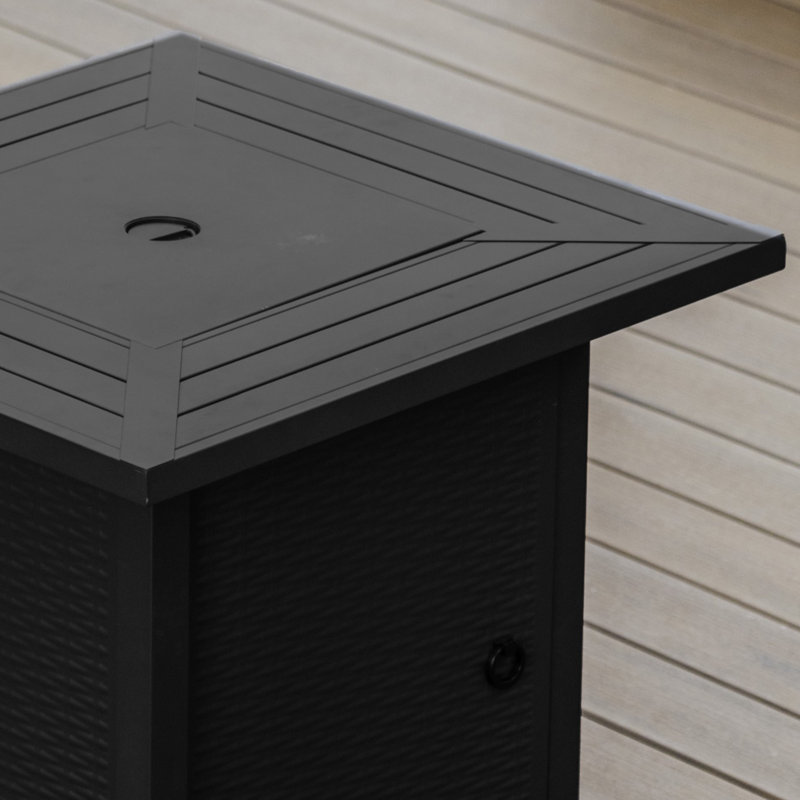 Shubhada Propane Outdoor Fire Pit Table with Lid, Black