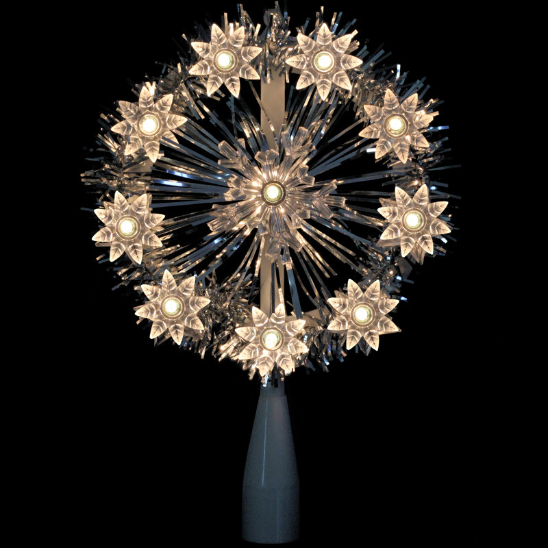 Décoration pour sommet de sapin de Noël en forme de flocon de neige 7 po, Argent argent