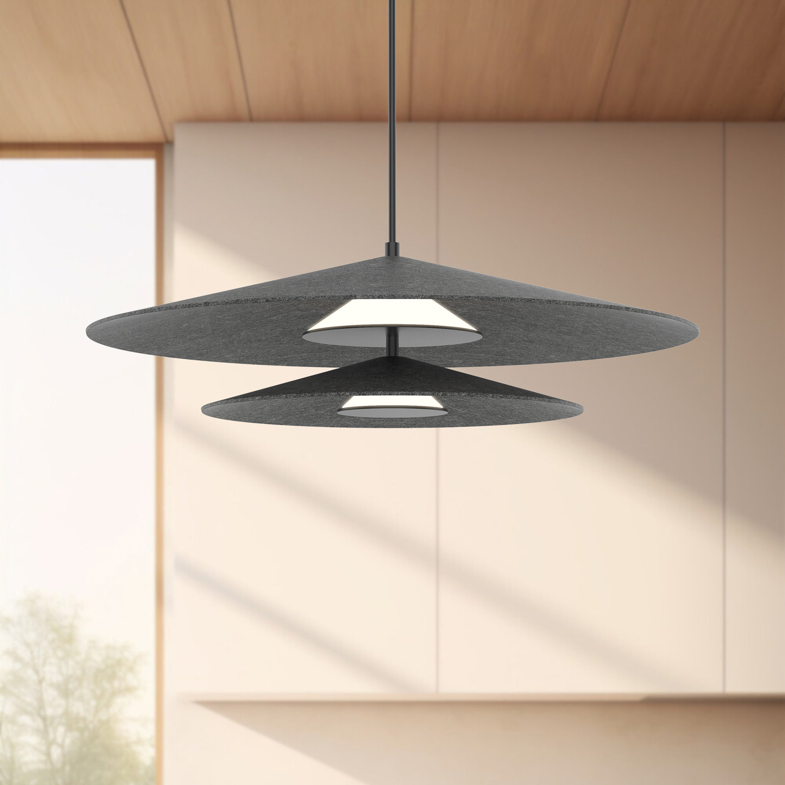 Cruz 2 Light Dimmable LED Pendant, Gray