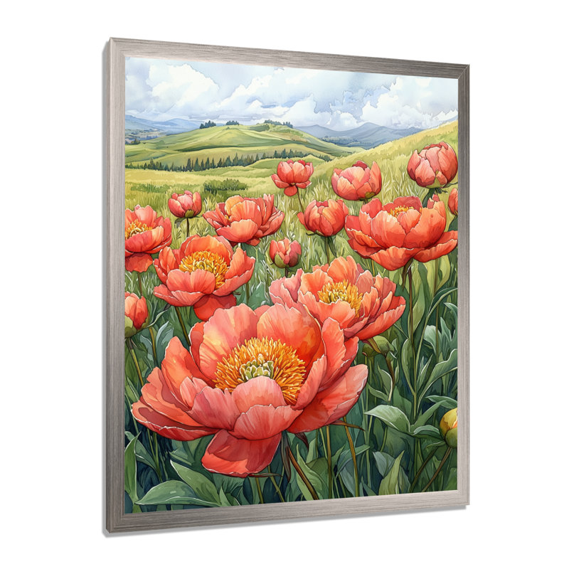 Elyria - art mural floral, Argent argent, H 20 po x l 12 po, Reproduction encadrée sans passe-partout