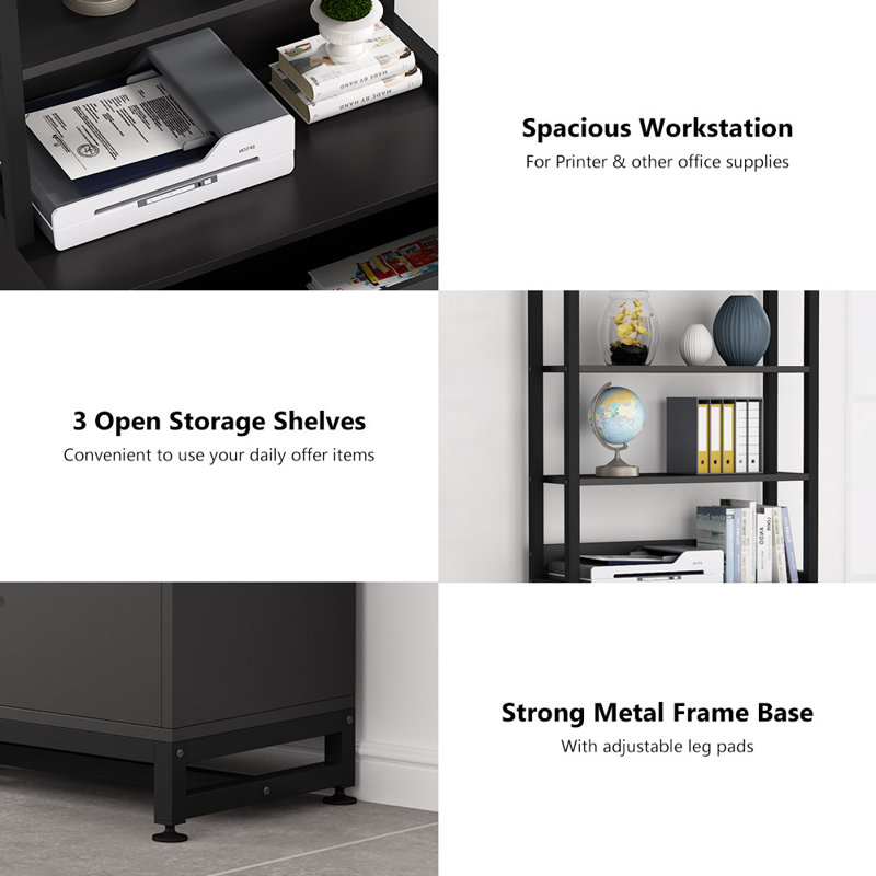 Black Vertical 2-Drawer Lockable File Cabinet with Shelves