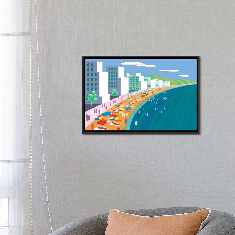 «Malecon», impression sur toile, H 18 po x l 26 po x P 1,5 po, Toile avec cadre noir, Pas de tapis