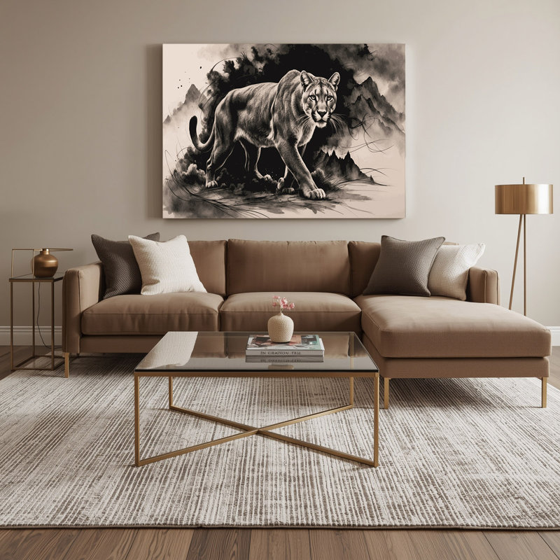 «Big Cats South American Puma», art mural sur toile grise, H 20 po x l 24 po