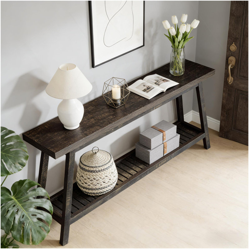 Canapé à 2 niveaux, console, table d'appoint, Marron foncé