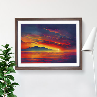XH1022-2579X Dazzling Sunset Seascape 1 Piece Single Picture Frame Wall Art