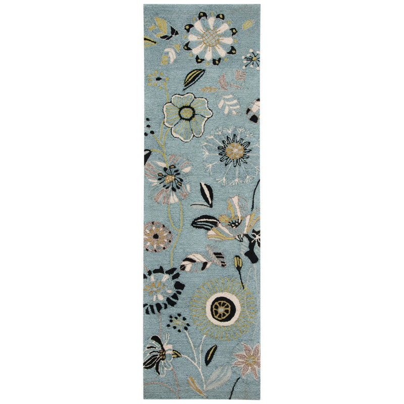 Doyle Hand Hooked Performance Floral Rug, Runner 2' x 6'