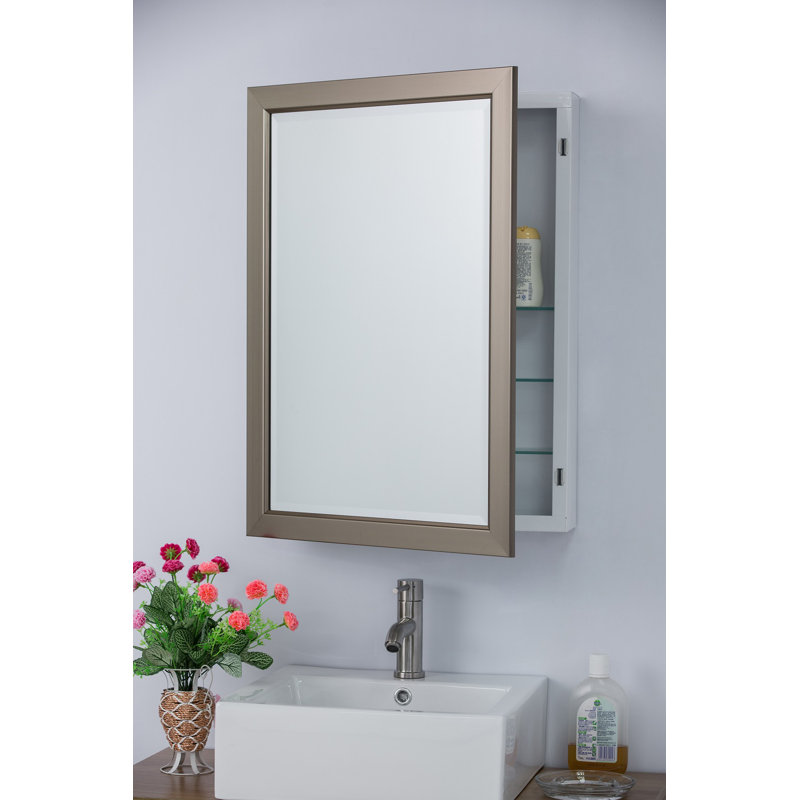 Moreland 22'' W 30'' H Surface Framed Medicine Cabinet with Mirror and 3 Adjustable Shelves