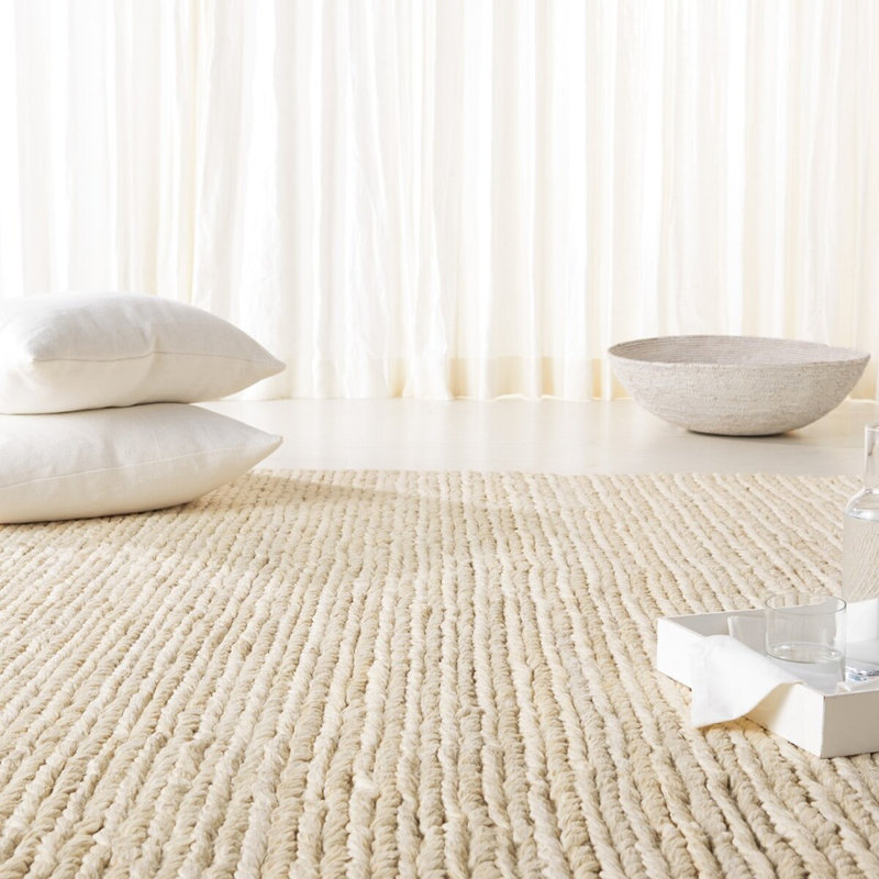 Ralph Lauren Ponderosa Jute, Cotton Solid Color Rug, Birch, Rectangle 2' x 3'