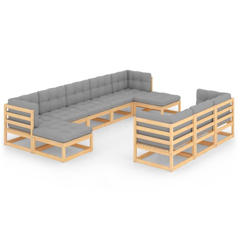 Ensemble de conversation modulaire avec coussins Sheniah, Brun, Gris