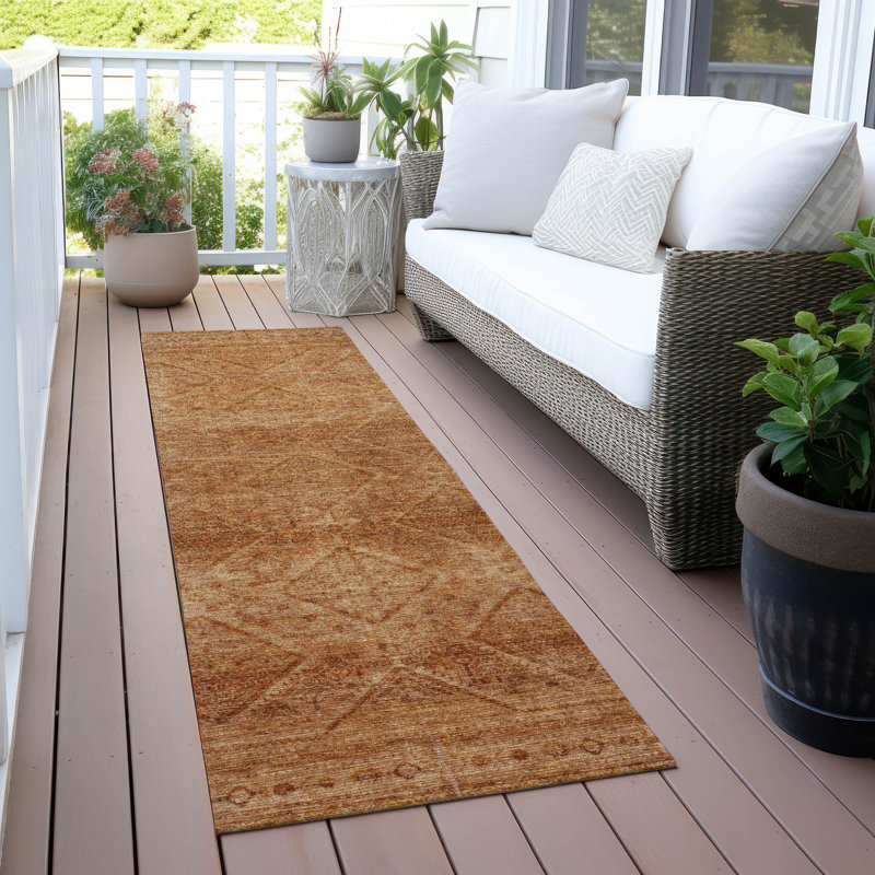 Tapis cuivre intérieur / extérieur lavable à la machine Xhevrie, Tapis de couloir 2 pi 3 po x 7 pi 6 po