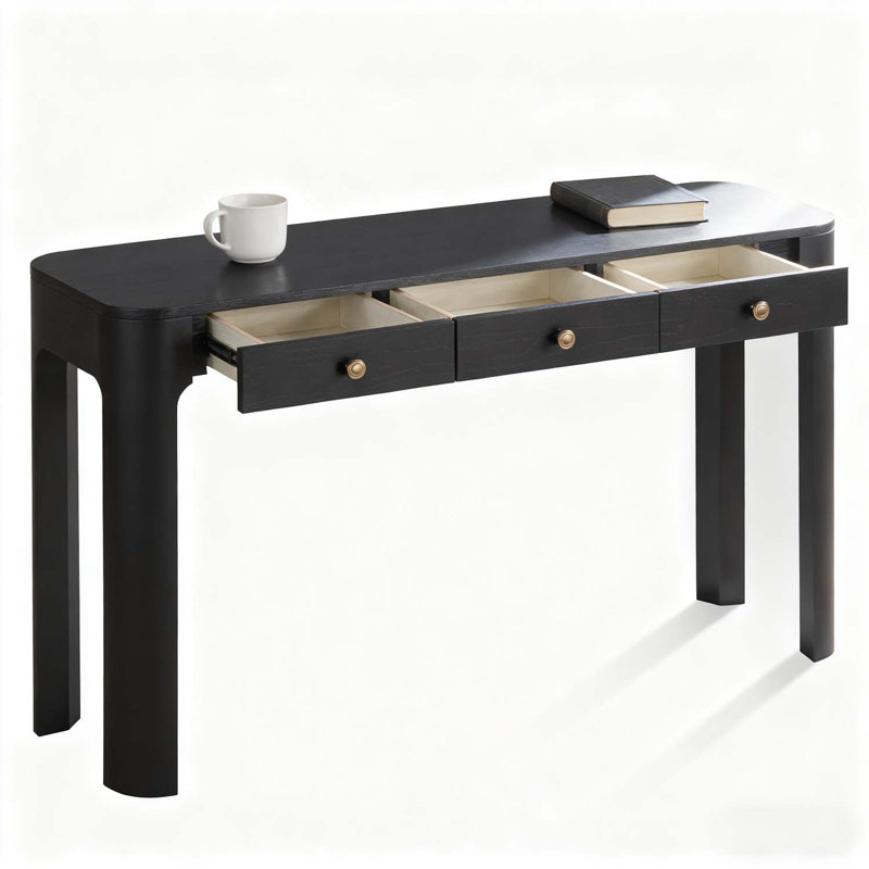 Console rustique avec coins arrondis, Noir