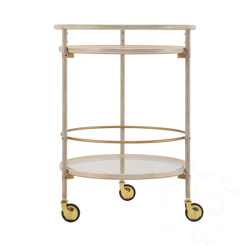 Chariot-bar rond avec tablettes en verre