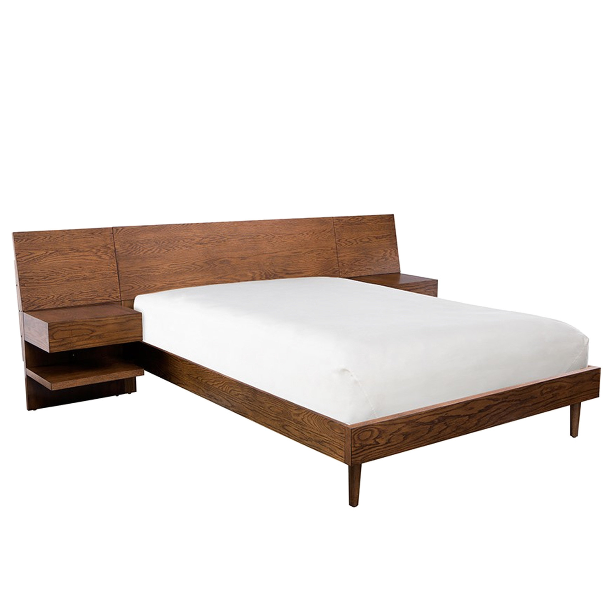 Loon Peak® Pecan King Bed With 2 Hidden Stockpile Nightstands, Solid