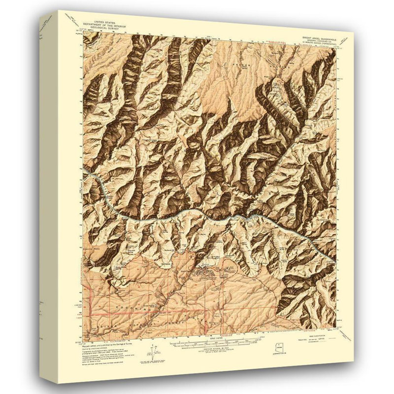 Art sur toile tendue Lark Manor ™ USGS Gallery: Bright Angel Arizona Quad, USGS, 68