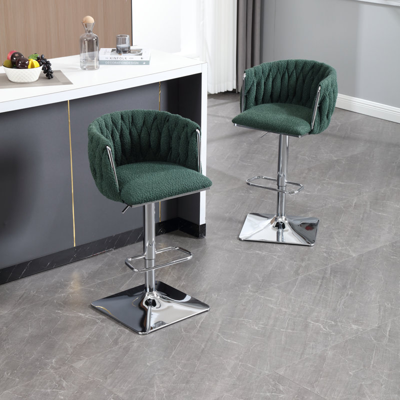 Dalicia Swivel Upholstered 65.02cm Counter Stool with Metal Frame, Emerald