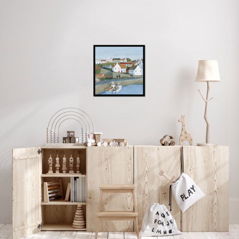 Old Coast Town I by Grace Popp - Painting, Black Framed Paper Print, 80cm H x 80cm W