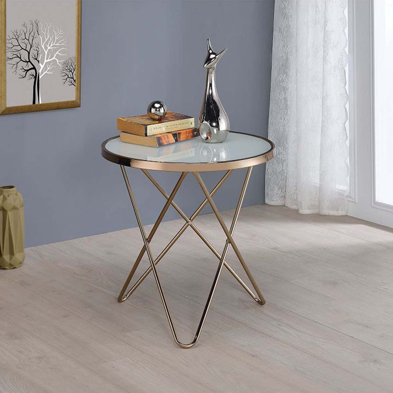 Huckell Glass Top End Table, White